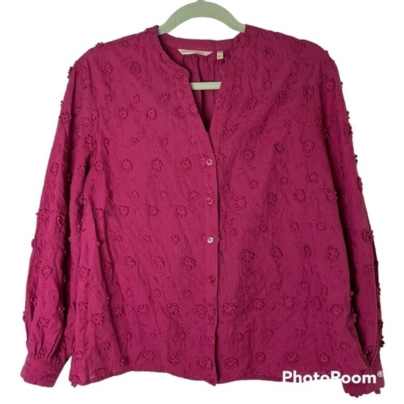 SOFT SURROUNDINGS Sunny day Blouse top MAGENTA PINK Size Small Petite - Picture 2 of 8